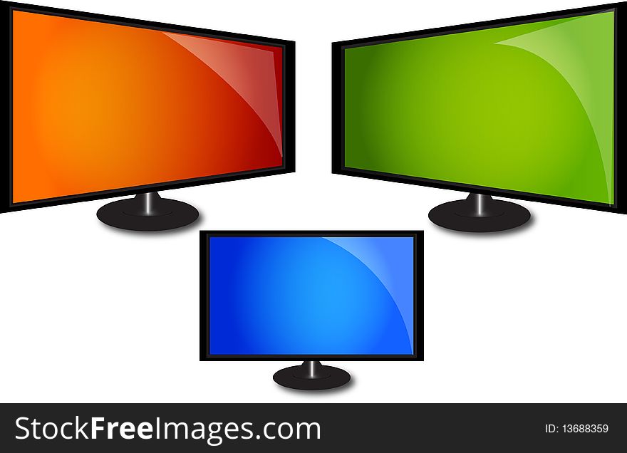 wide screen lcd monitor in three colours