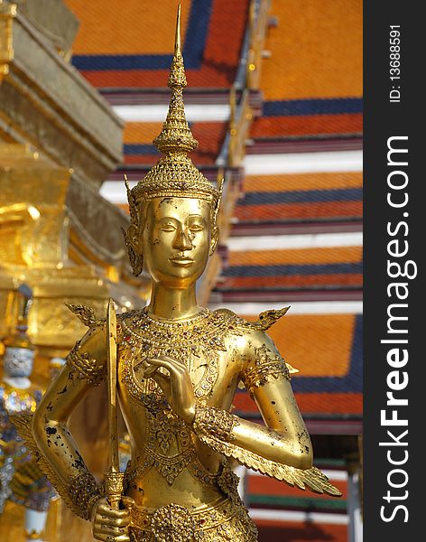 The Statue of beauty lady at Grand Palace in Bangkok Thailand.