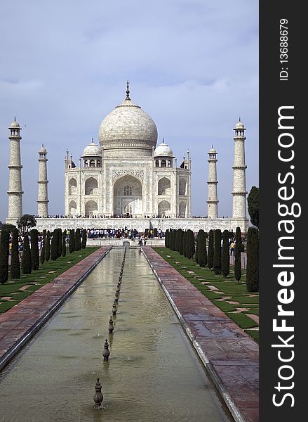 Close-up of the Taj Mahal entrance gate. Location: Agra, India. Built 1632-1653.