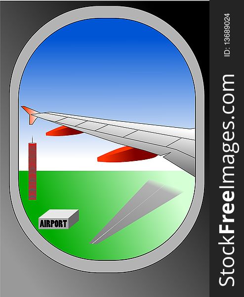 Vector Illustration Of Airplane Window