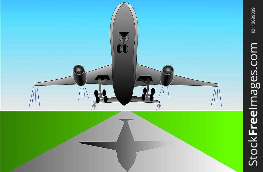 Vector illustration of airplane or airbus plane that take off from the runway