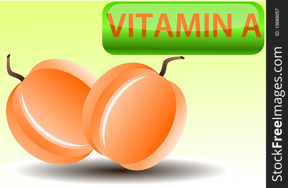 Vector Illustration Of Apricot And Vitamin A