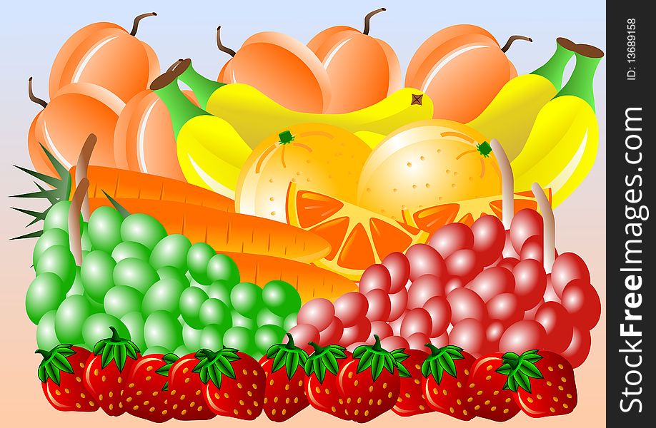 Vector illustration of colored fresh fruit. Vector illustration of colored fresh fruit