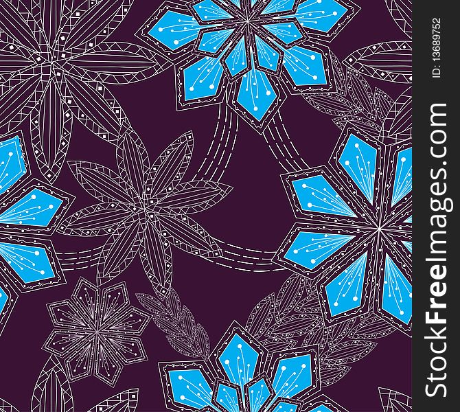 Ornament background with flowers , pattern (seamless )