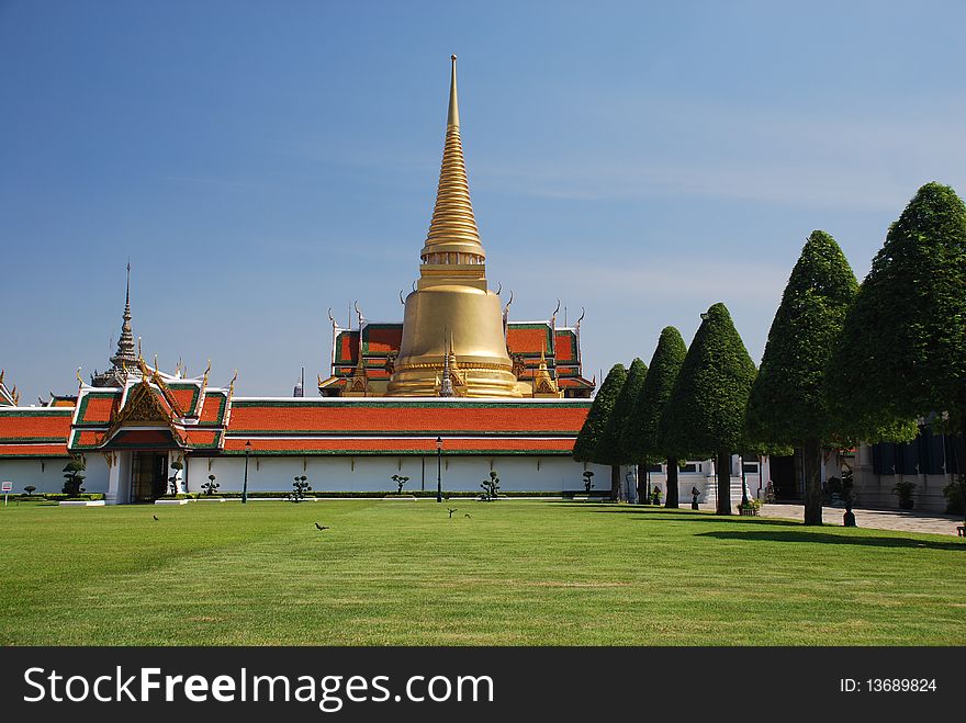 Wat phra kaew or Grand Palace in Bangkok of Thailand.