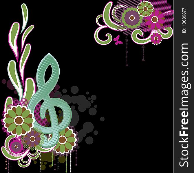Background with Treble clef for you.Vector Illustration