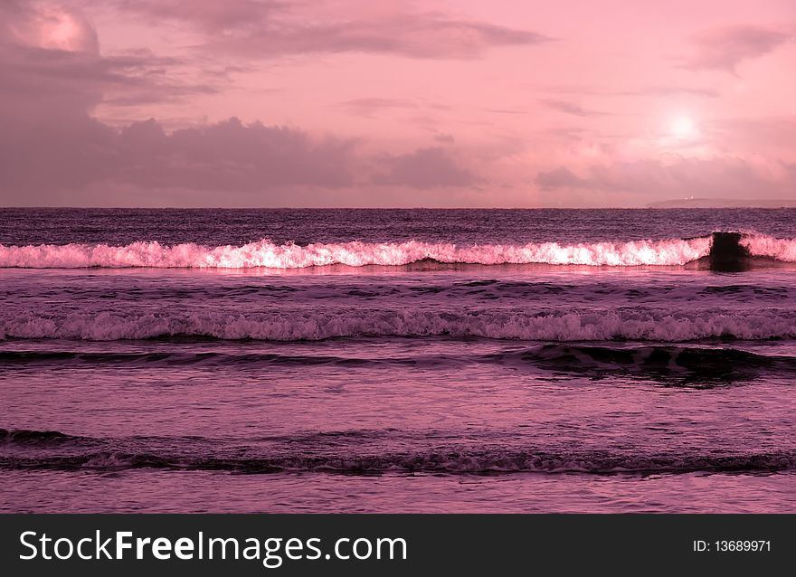 Ballybunion Beach Purple Winter Storm Waves