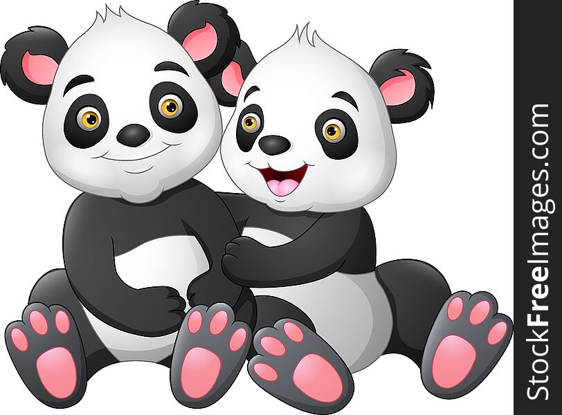 Cute panda couple in love