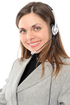 Female Customer Service Representative In Headset Female Customer Service Representative In Headset