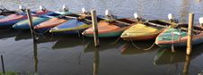 Motor Boats Tied At The End Of Day Royalty Free Stock Photos Motor Boats Tied At The End Of Day Royalty Free Stock Photos