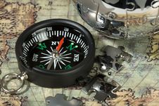 Compass On The Old Map Stock Images Compass On The Old Map Stock Images