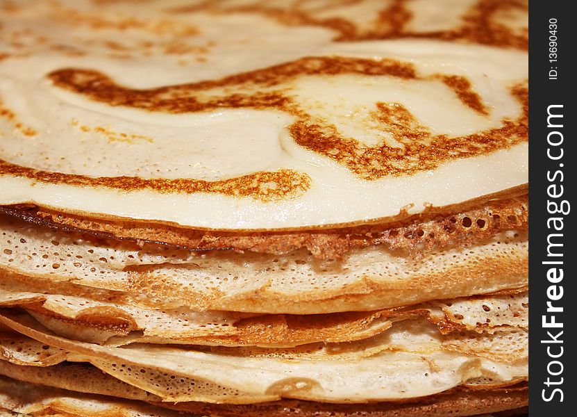 A hot pancakes pile closeup