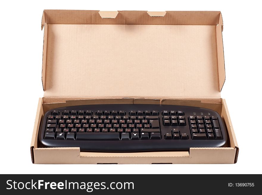 The Keyboard In A Box Isolated On A White.