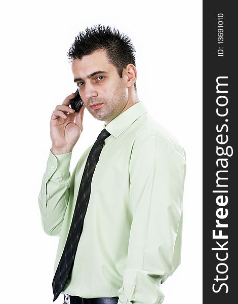 Attractive businessman on the phone