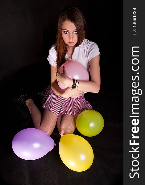 The girl with colour balloons. The girl with colour balloons