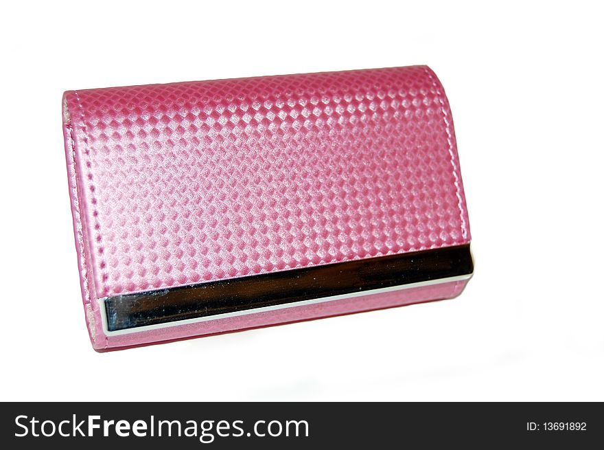 Camera case in pink color isolated on the white background