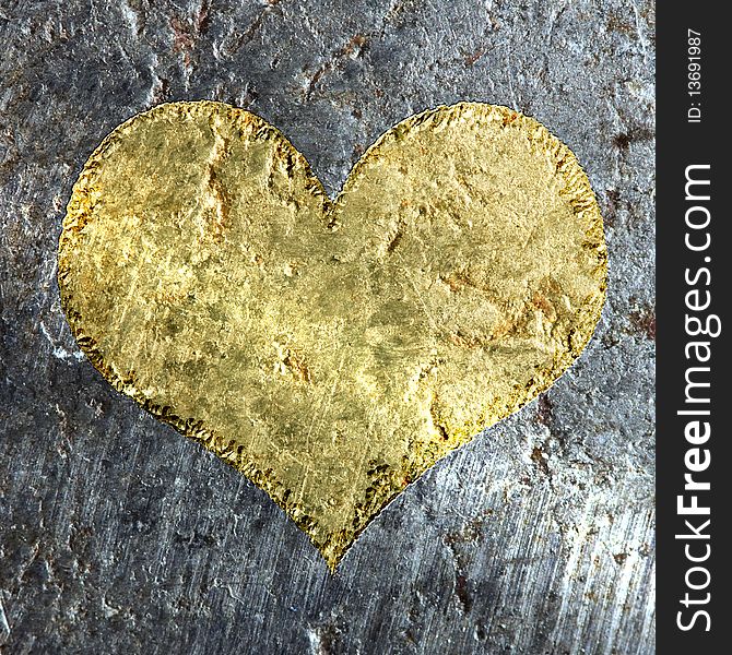 Gold metallic grunge heart