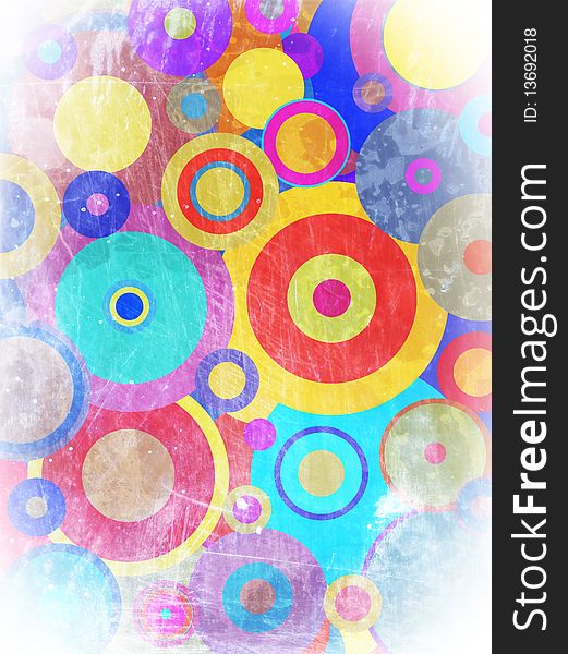 Grunge circles on the wall, abstract background