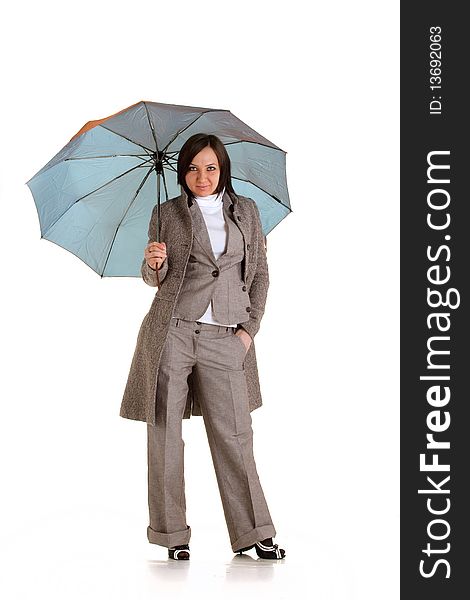 Attractive Businesswoman With Umbrella