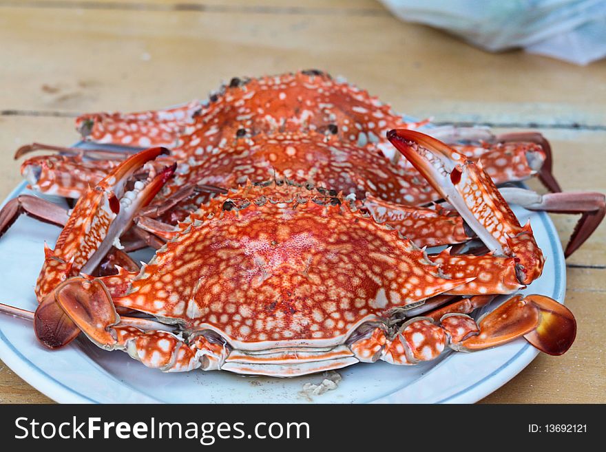 Thai crab with claw are boiled