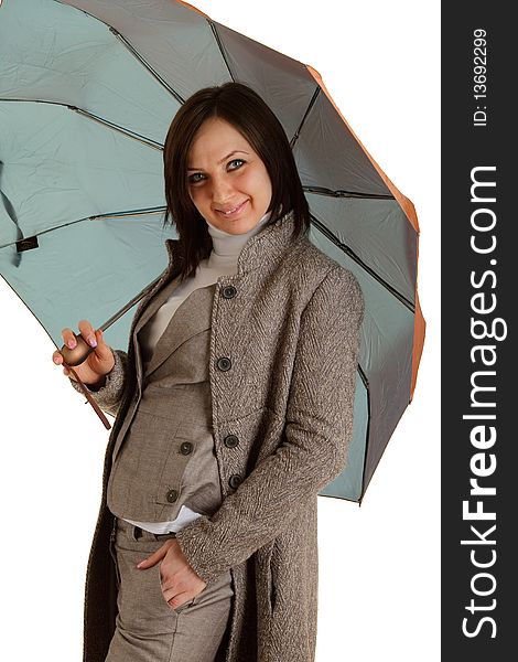 Attractive Businesswoman With Umbrella