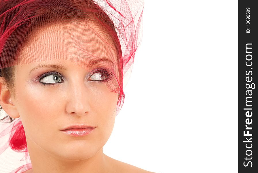 Portrait of teenage girl with yashmak looking up. Portrait of teenage girl with yashmak looking up