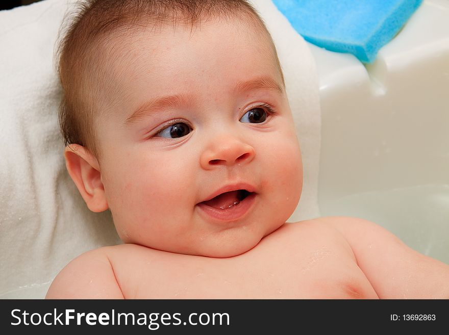 Close up of baby taking a bath. Close up of baby taking a bath