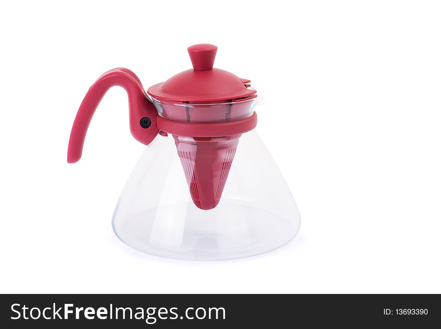 Glass teapot isolated on a white background