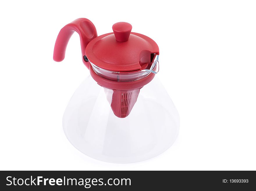 Glass teapot isolated on a white background