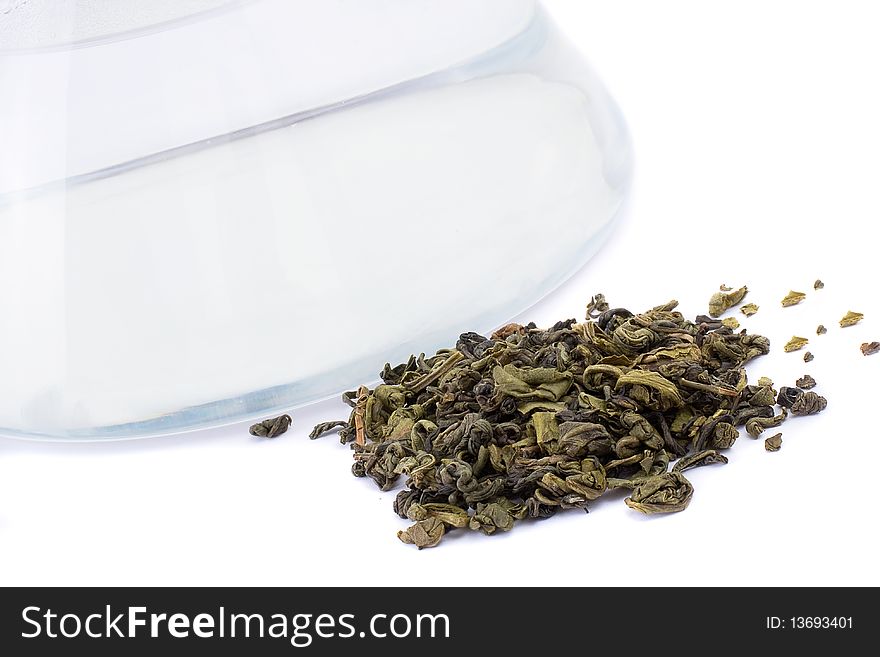 Series. A glass teapot isolated on a white background