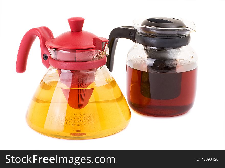 Glass teapot isolated on a white background