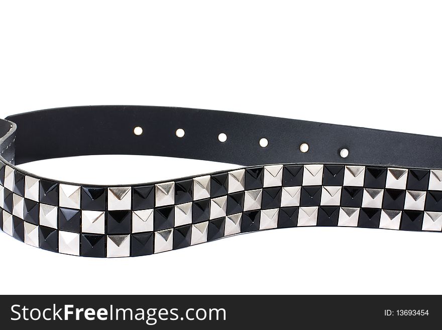 Series. Black Leather Belt with Chrome Studs