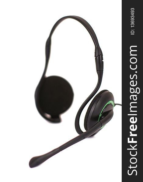 Series. black headphones isolated on white background
