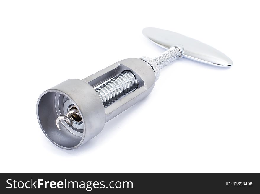 Modern corkscrew isolated on white background