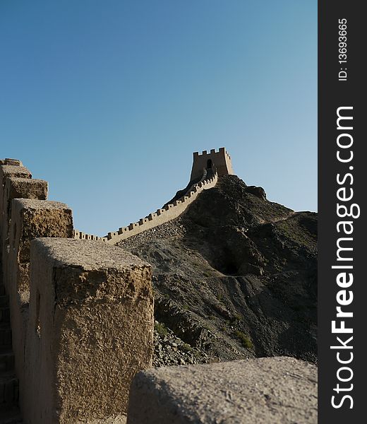 Great wall at china with blue sky. Great wall at china with blue sky