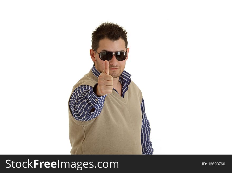 Photo on man with shirt posing on white background. Photo on man with shirt posing on white background
