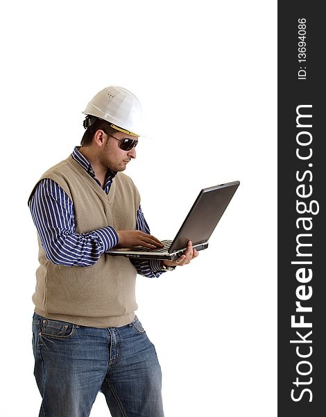 Photo of constructor who is managing the workflow. Photo of constructor who is managing the workflow