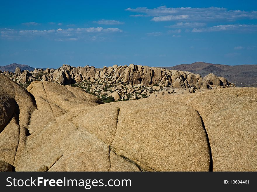 Scenic Jumbo rock in Joshua Tree National Park. Scenic Jumbo rock in Joshua Tree National Park