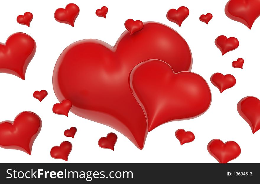 Group red hearts on isolated background. Group red hearts on isolated background