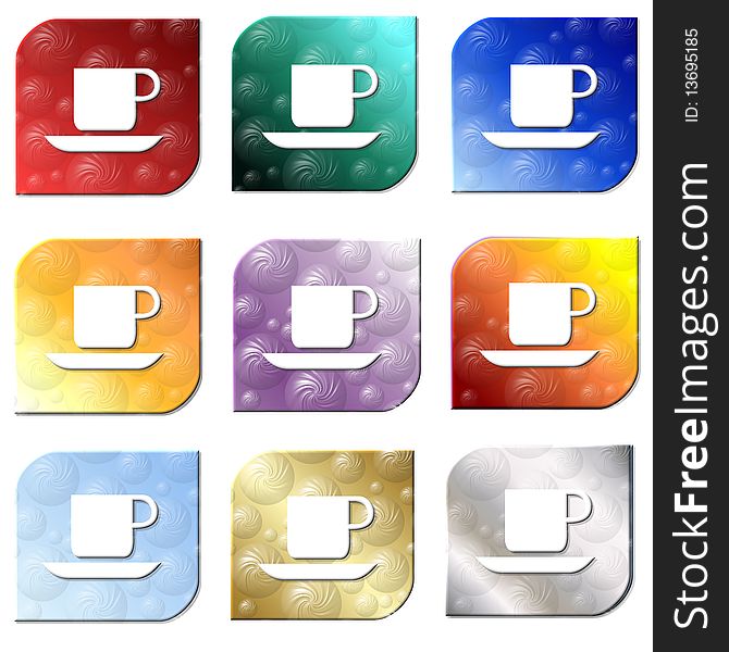 Colorful Coffee Beverage  Icon Set
