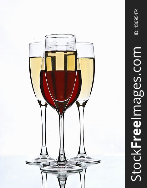 Champagne and wine glasses on white original art