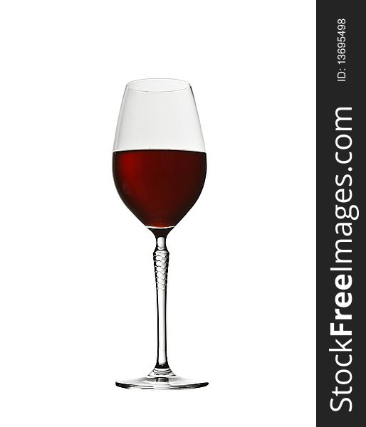 Elegant red wine glass isolated on white