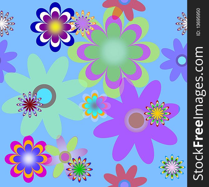 Seamless background with collors flowers