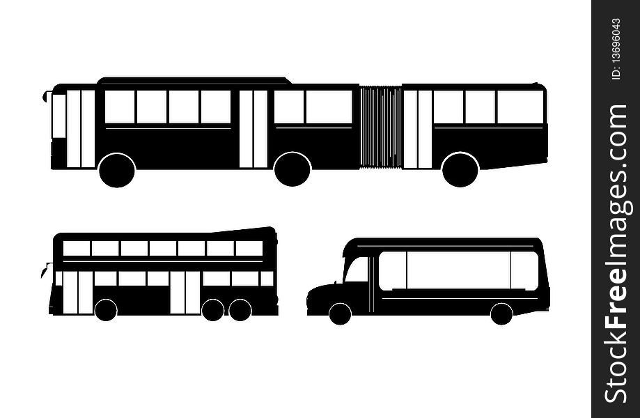 Silhouette of modern transportation buses.