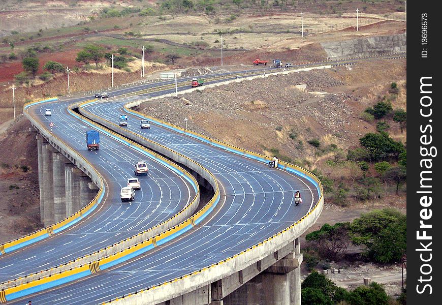 A Zig Zag shaped bridge constructed in India. A Zig Zag shaped bridge constructed in India
