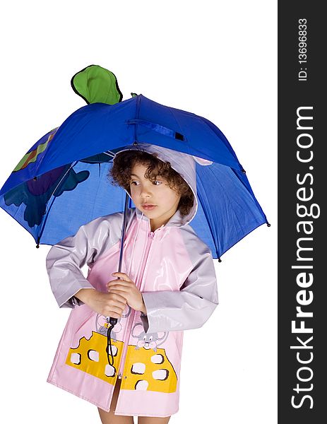 Cute mulatto girl with umbrella