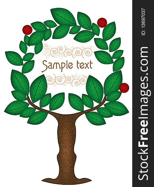 Tree in the ethnic style with a white background