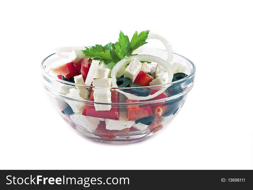 Greek salad on a white background