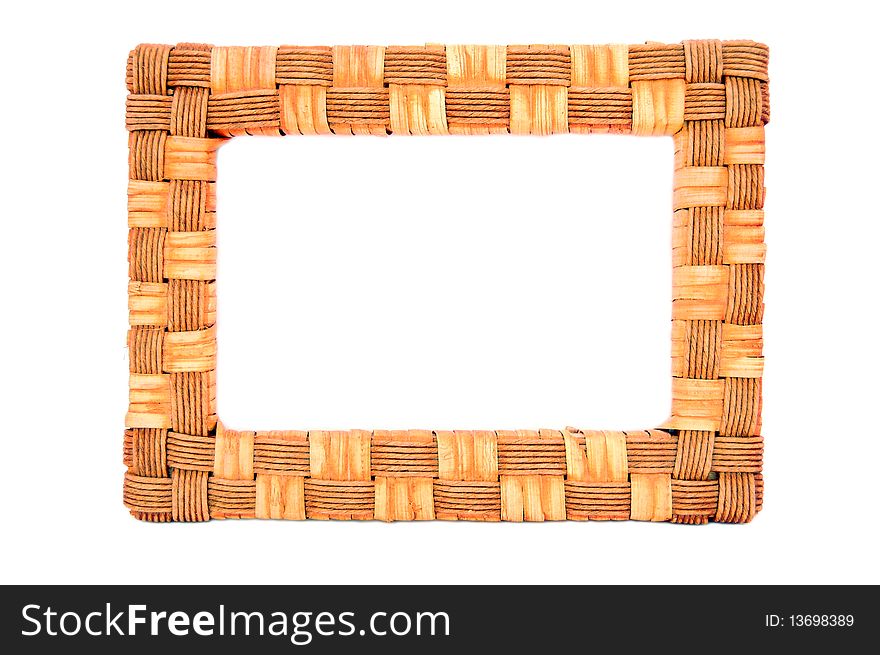 Wood frame isolated on white for photo or picture