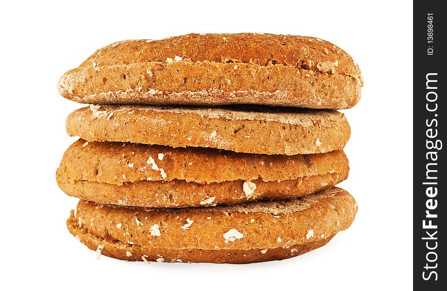 The grain bread slices isolated on white background